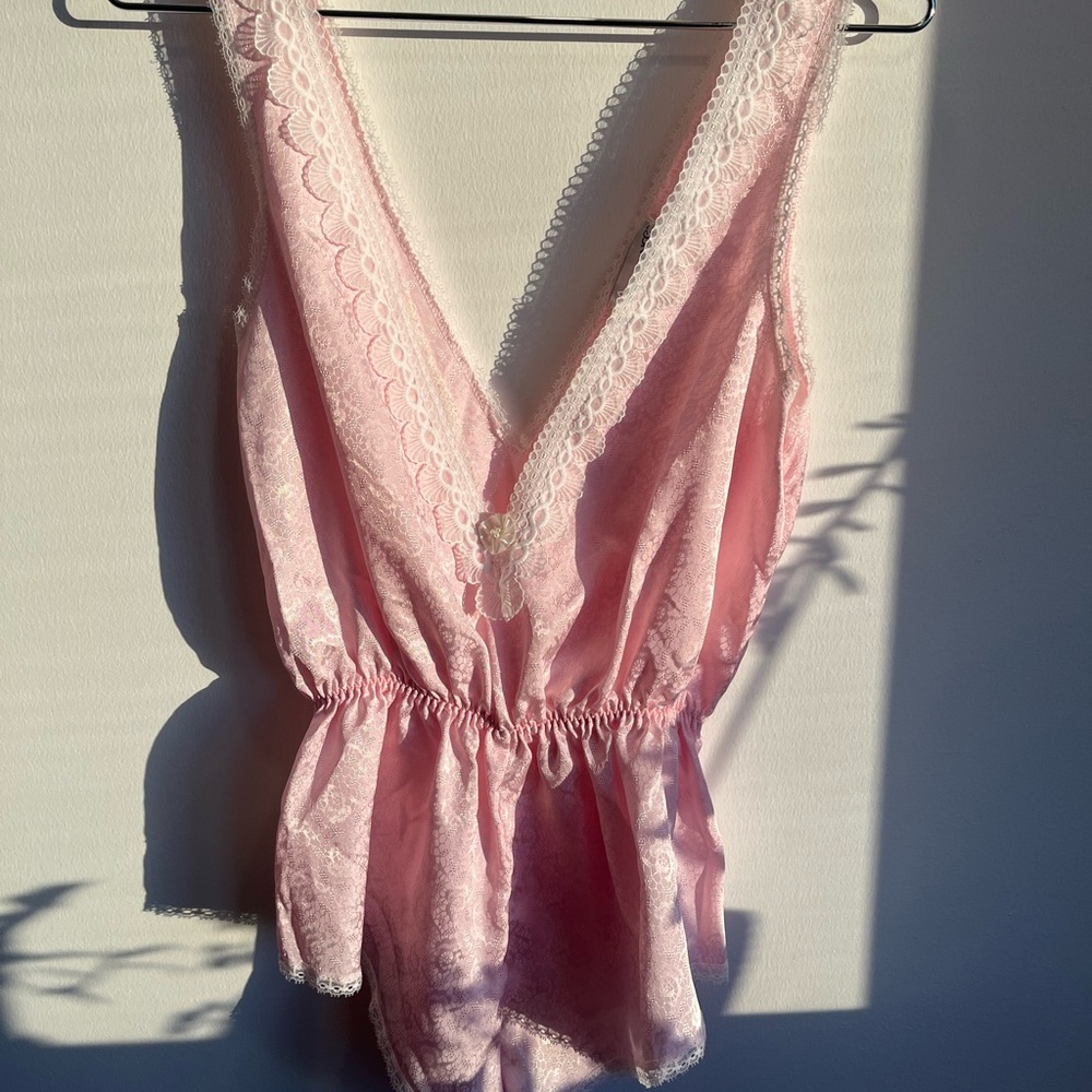 Vintage baby pink teddy romper